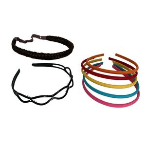 Headband Lot Girls Muliticolor 7 Pieces Braided & Plain Cloth Style